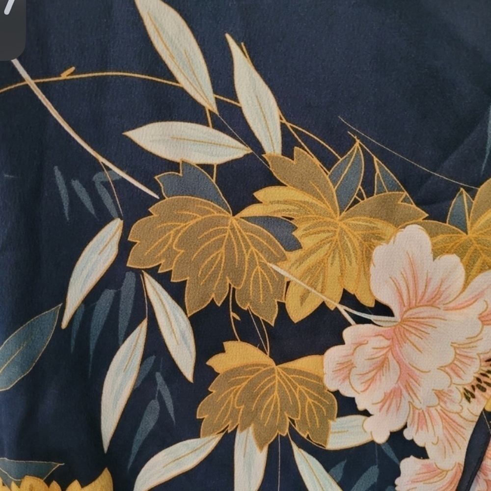 Lulus  Love is Life Navy Blue Floral Print Satin Wrap Dress Sz XS - Picture 13 of 13